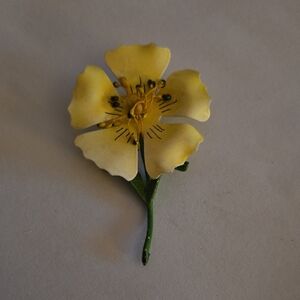 Vintage Yellow and Green Floral Brooch